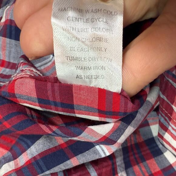 Johnnie-O Buckley Woven Button-down Long-Sleeve Shirt Red Blue Plaid M-214 Sz L - Picture 6 of 8
